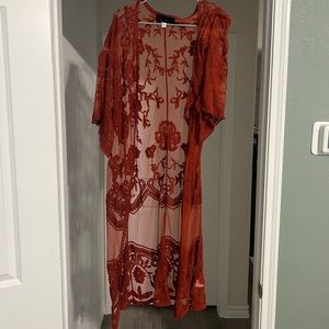 Terracotta lace duster